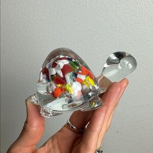Vintage Glass Turtle Paperweight